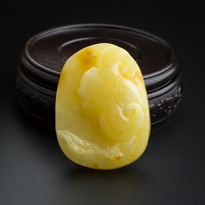 鸡油黄蜜蜡吊坠-红掌柜