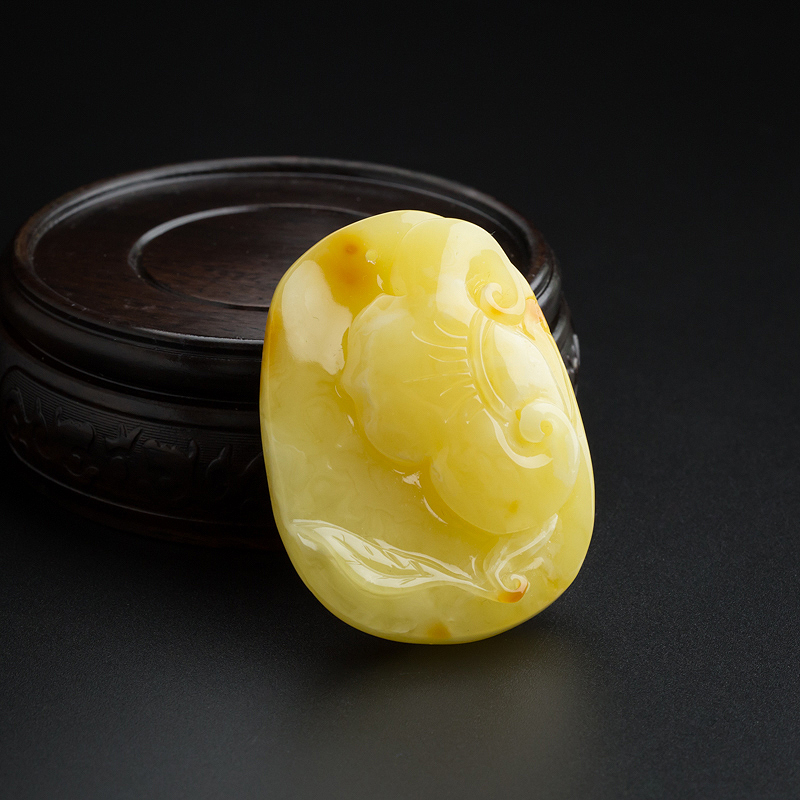 满蜜鸡油黄蜜蜡吊坠-红掌柜