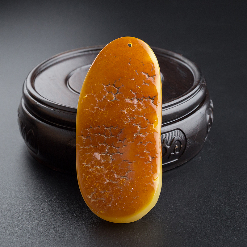 带皮满黄蜜蜡弥勒佛吊坠-红掌柜