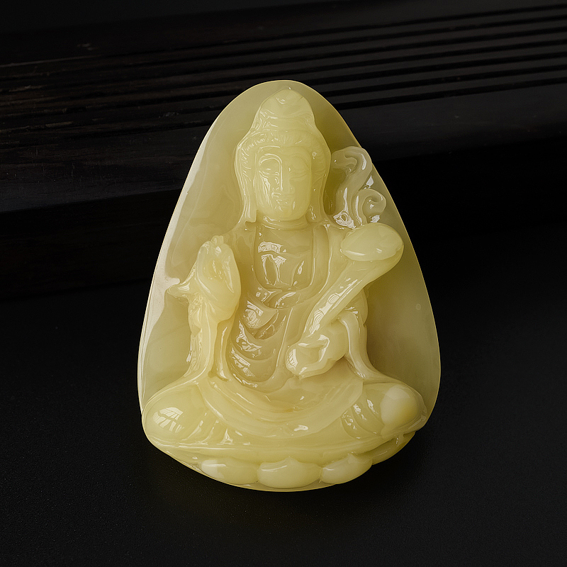 波罗的海天然满黄蜜蜡观音吊坠 - 红掌柜