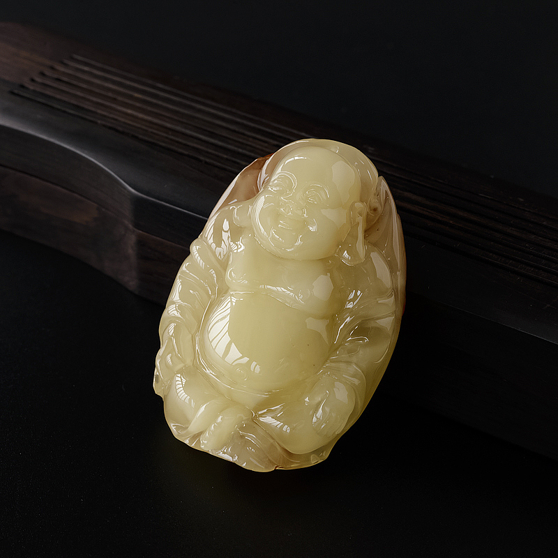 满黄蜜蜡弥勒佛吊坠 - 红掌柜