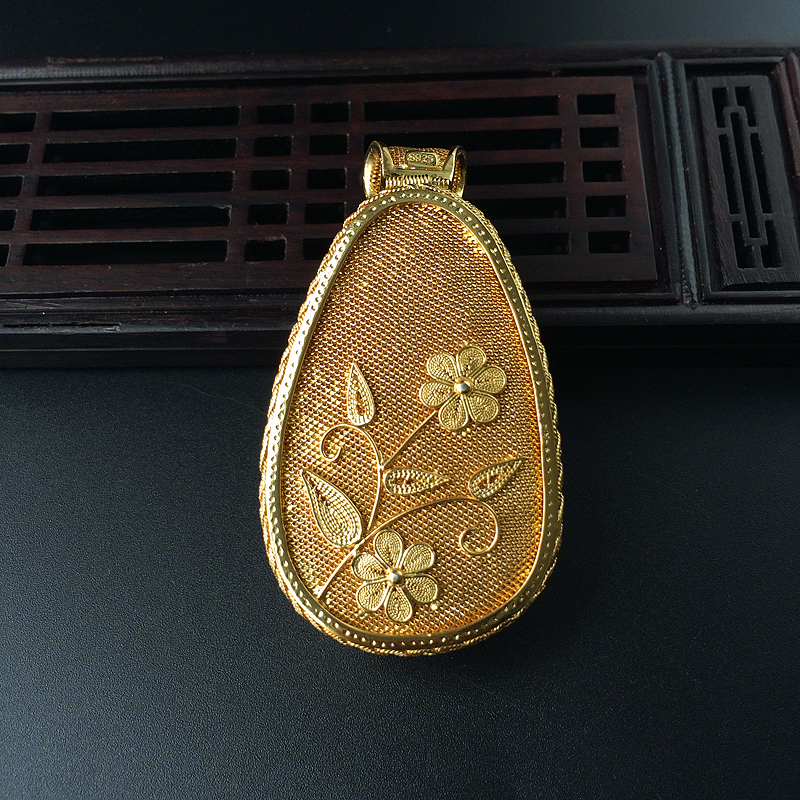 银镀金白花蜜水滴吊坠 - 红掌柜