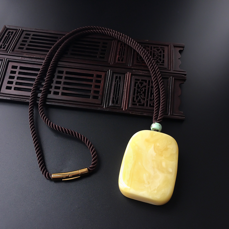 波罗的海天然满蜜白花蜜无事牌吊坠 - 红掌柜