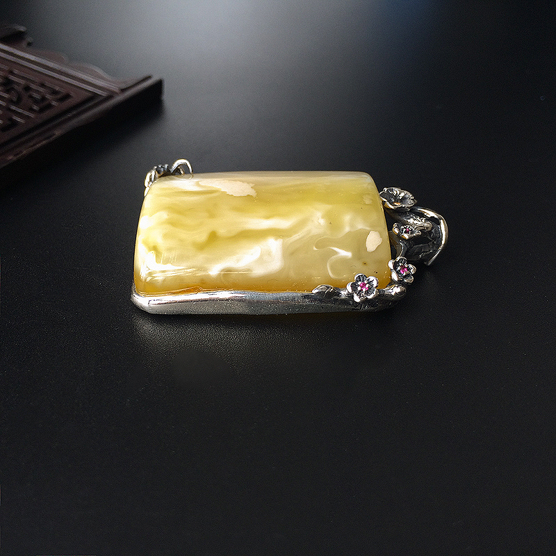 银镶白花蜜无事牌 - 红掌柜