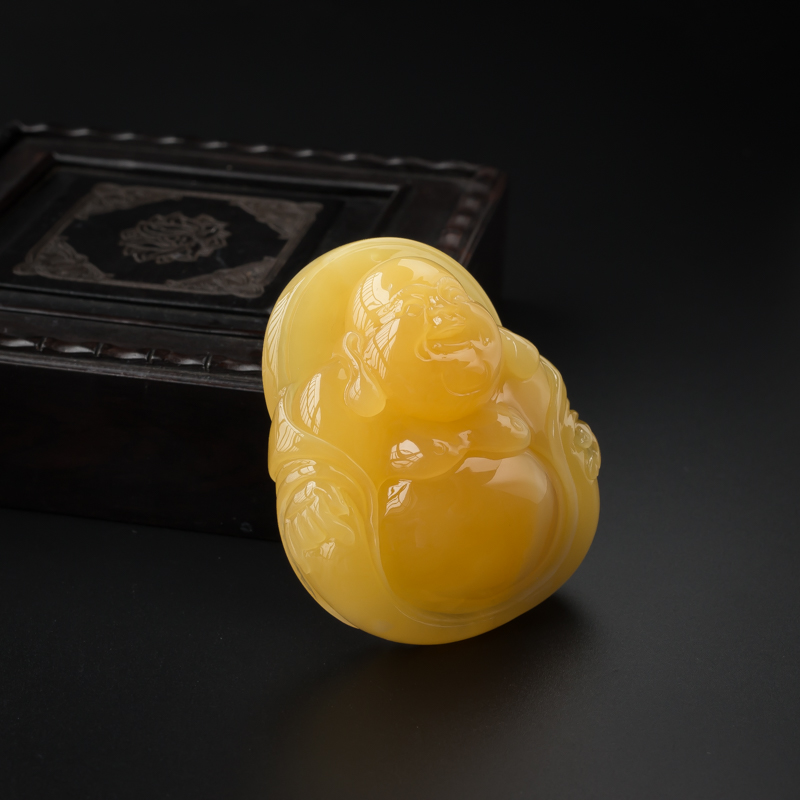 蜜蜡弥勒佛吊坠-红掌柜