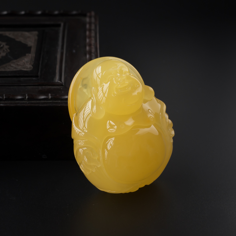 蜜蜡弥勒佛吊坠-红掌柜