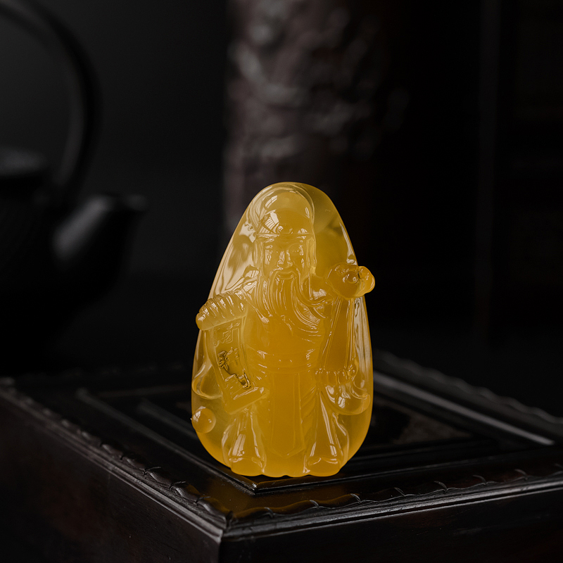 波罗的海天然金包蜜鸡油红财神蜜蜡吊坠 - 红掌柜