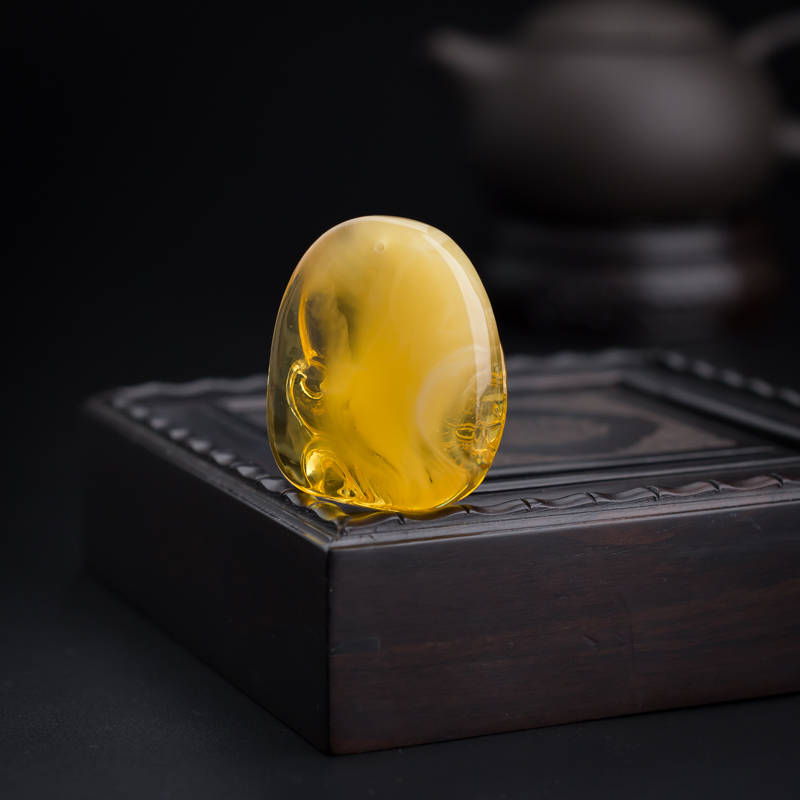 天然金绞蜜蜜蜡鱼吊坠-红掌柜