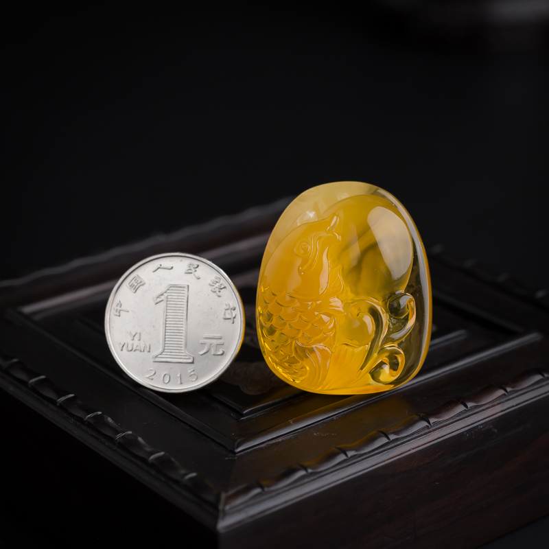 金绞蜜鸡油黄蜜蜡吊坠-红掌柜