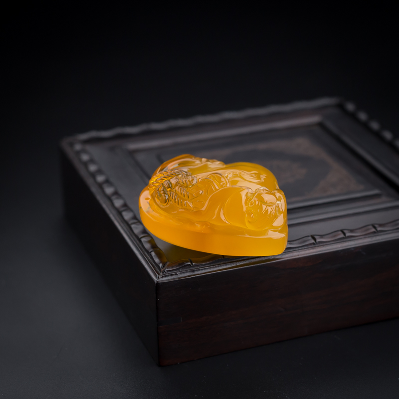 天然金包蜜鸡油黄蜜蜡吊坠-红掌柜