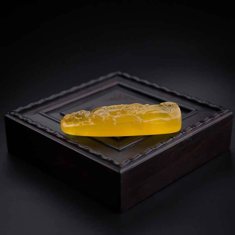 鸡油黄蜜蜡观音吊坠-红掌柜