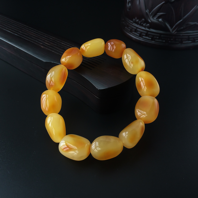 波罗的海天然鸡油黄蜜蜡随形手串-红掌柜