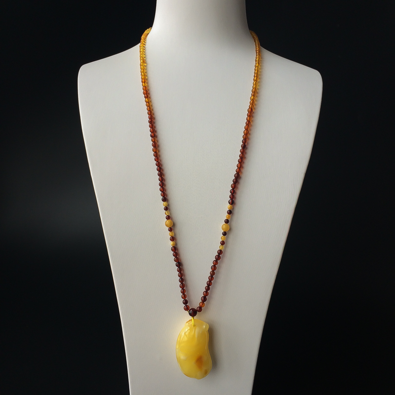 波罗的海天然白花蜜蜜蜡福瓜吊坠-红掌柜