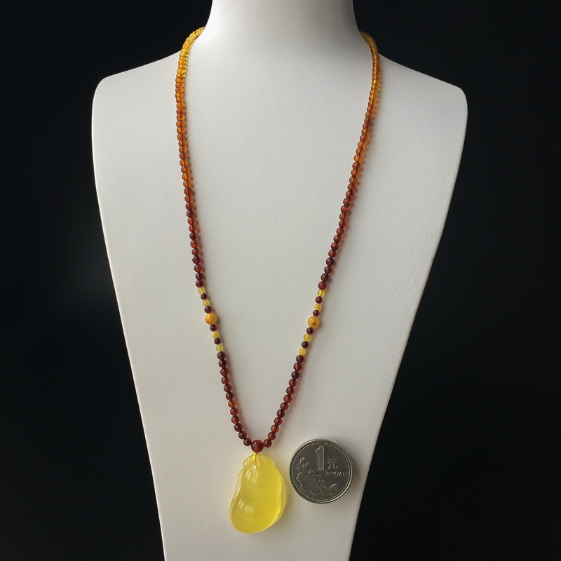 柠檬黄蜜蜡吊坠-红掌柜