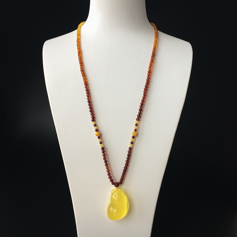 波罗的海天然柠檬黄蜜蜡福瓜吊坠-红掌柜