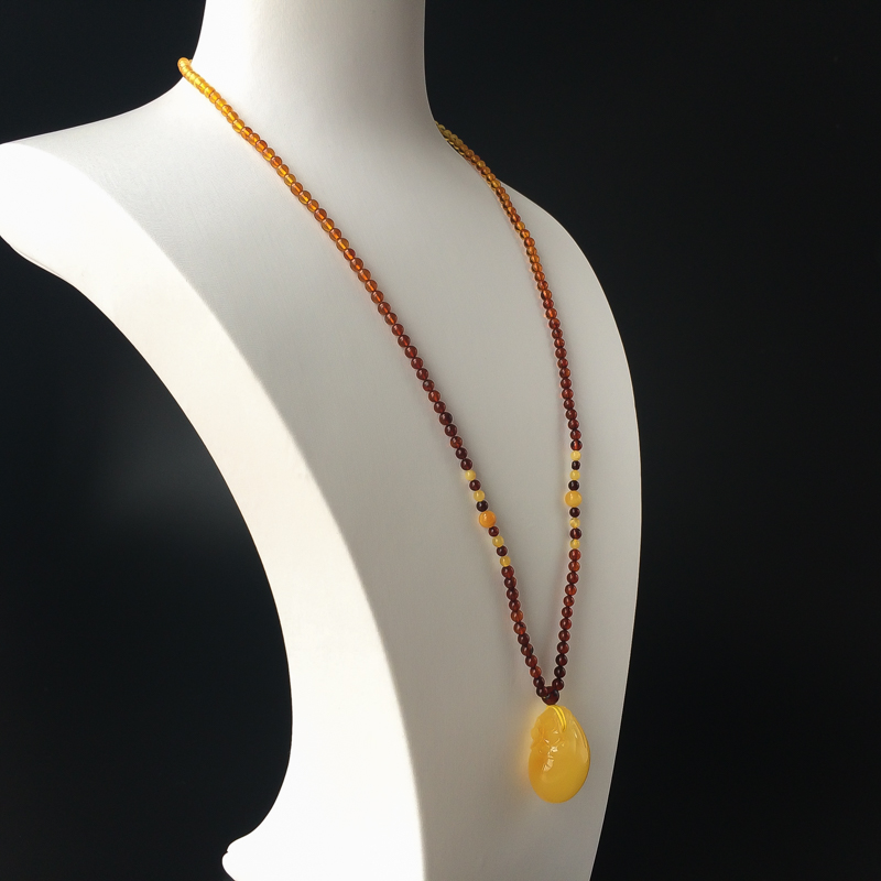 波罗的海鸡油黄蜜蜡钱袋吊坠-红掌柜