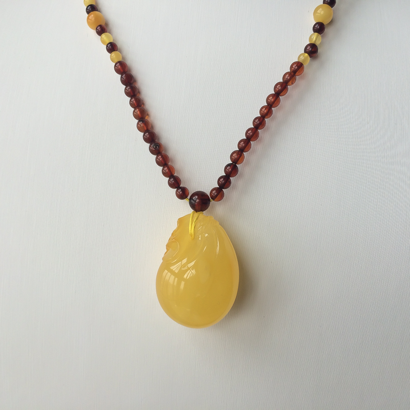 波罗的海天然鸡油黄蜜蜡吊坠-红掌柜