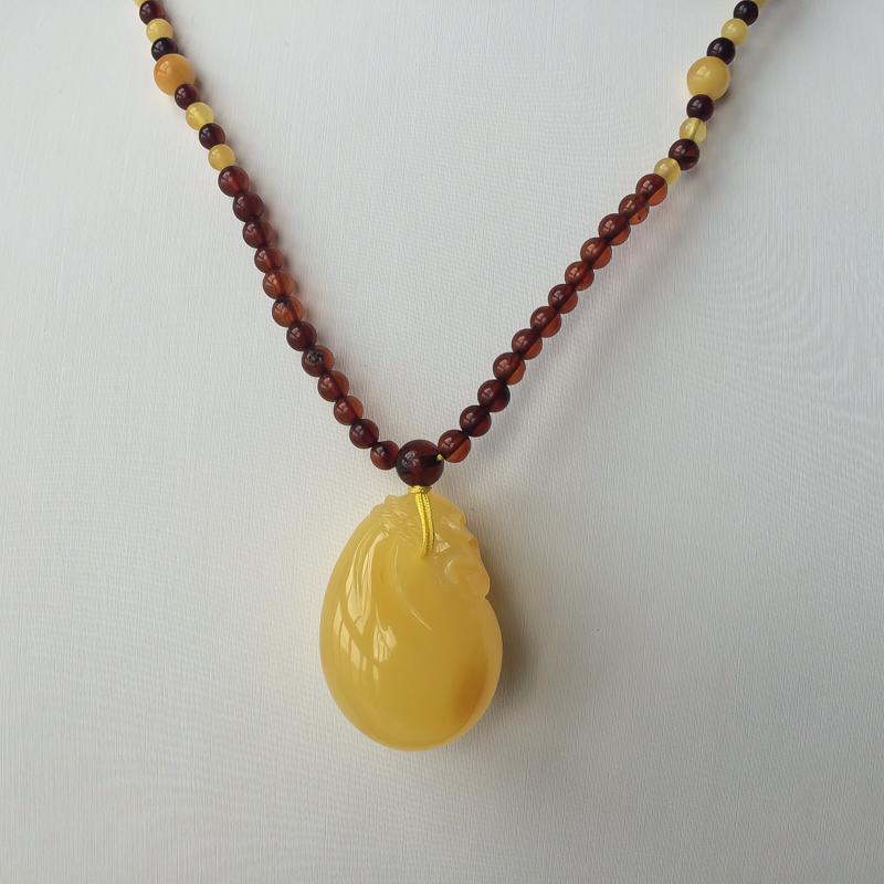 鸡油黄蜜蜡钱袋吊坠-红掌柜