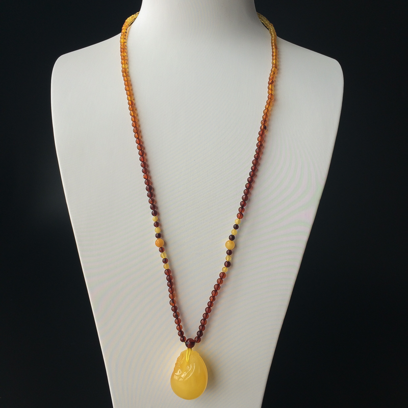 波罗的海天然鸡油黄蜜蜡钱袋吊坠-红掌柜