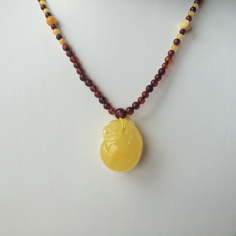 波罗的海天然鸡油黄蜜蜡吊坠-红掌柜