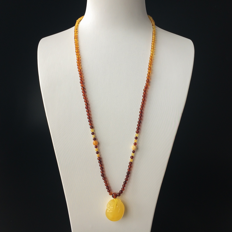 波罗的海天然鸡油黄蜜蜡钱袋吊坠-红掌柜