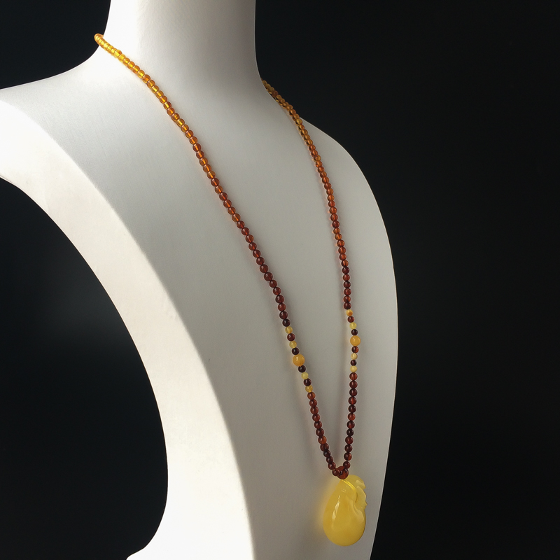 波罗的海柠檬黄蜜蜡钱袋吊坠-红掌柜