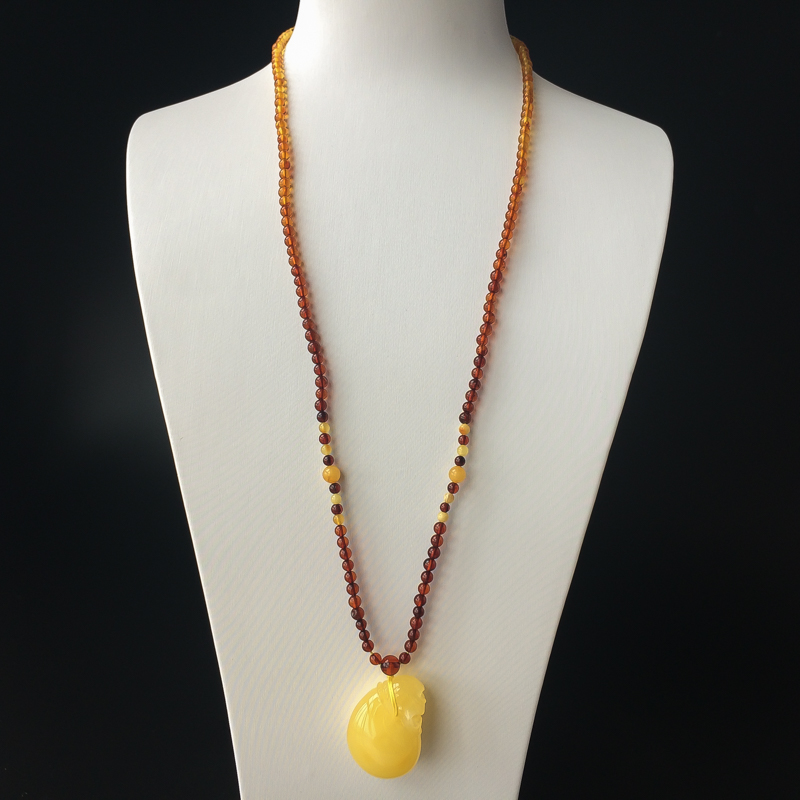 波罗的海天然柠檬黄蜜蜡钱袋吊坠-红掌柜