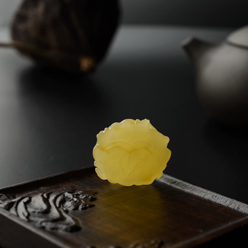 波罗的海天然柠檬黄蜜蜡牡丹吊坠-红掌柜