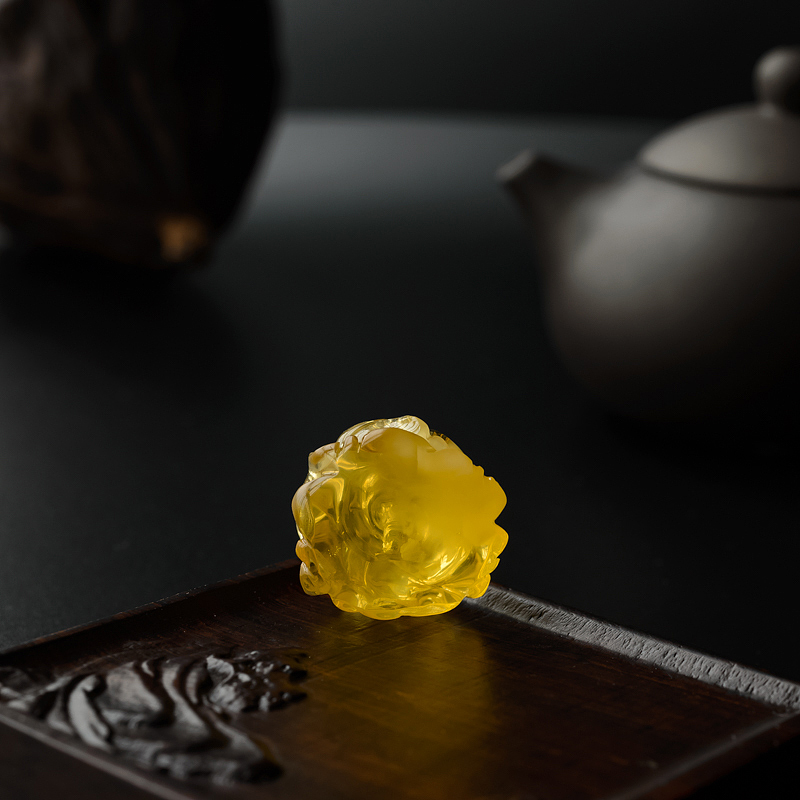波罗的海天然鸡油黄蜜蜡牡丹吊坠-红掌柜