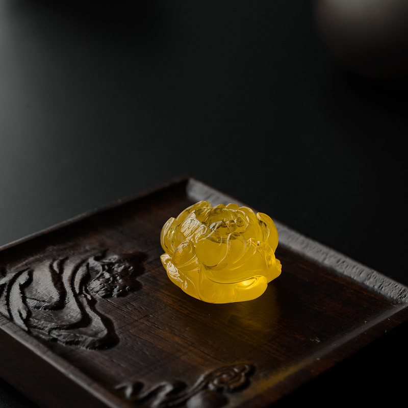 波罗的海天然金包蜜蜜蜡牡丹吊坠-红掌柜