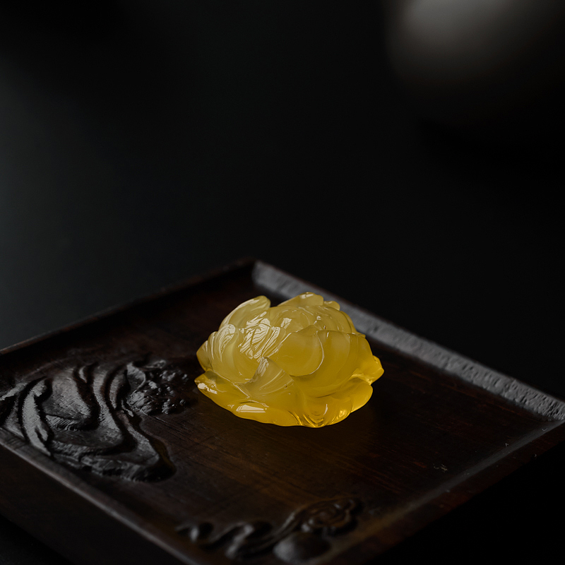 波罗的海天然金包蜜蜜蜡牡丹吊坠-红掌柜