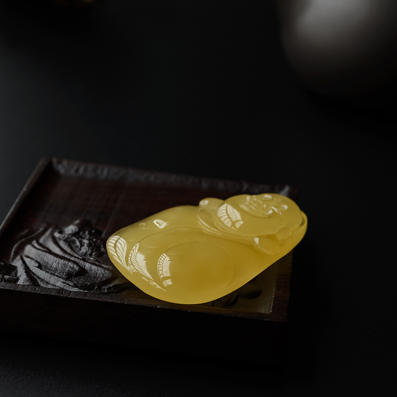 波罗的海天然金包蜜鸡油黄蜜蜡吊坠-红掌柜