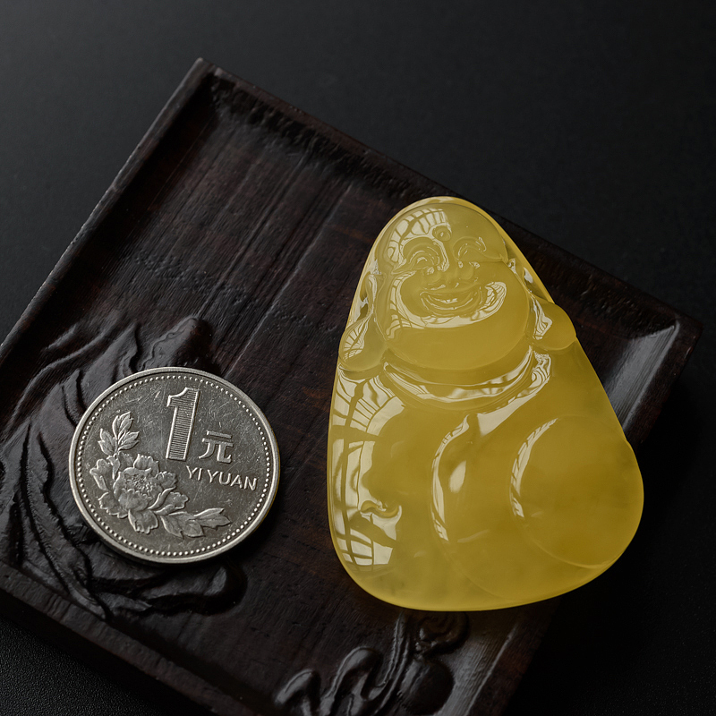 金包蜜鸡油黄蜜蜡佛吊坠-红掌柜