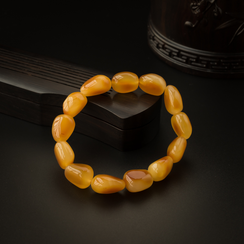 鸡油黄蜜蜡手串-红掌柜