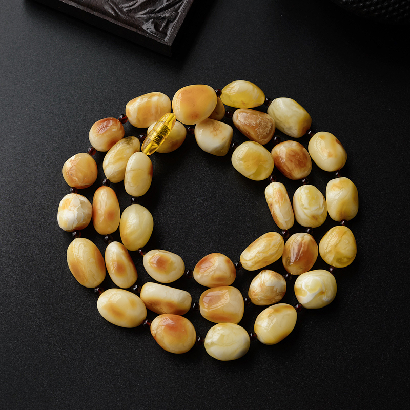 波罗的海白花蜜蜜蜡随形项链-红掌柜