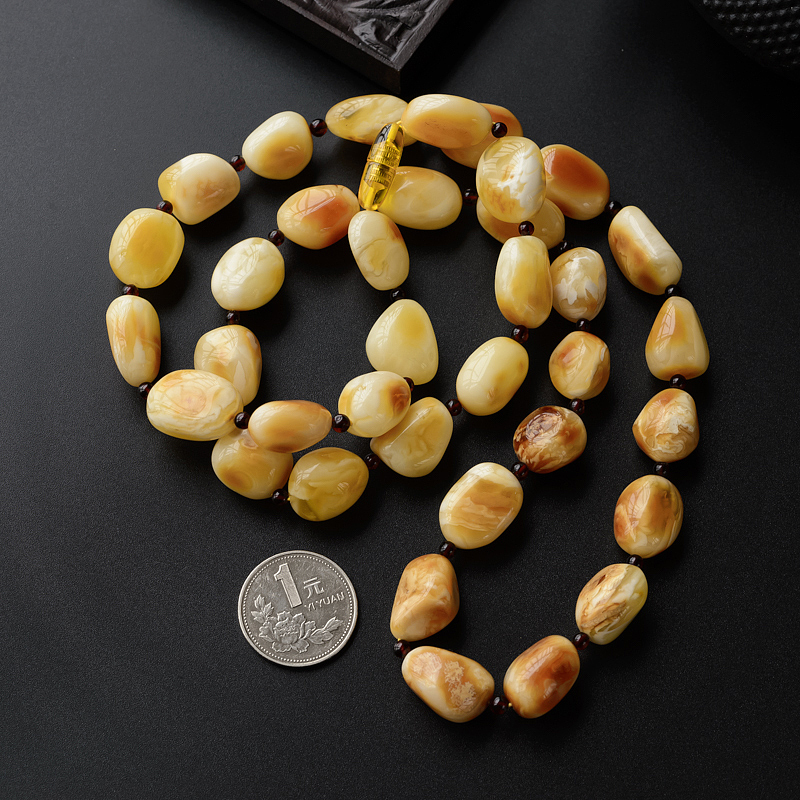 天然白花蜜蜜蜡项链-红掌柜