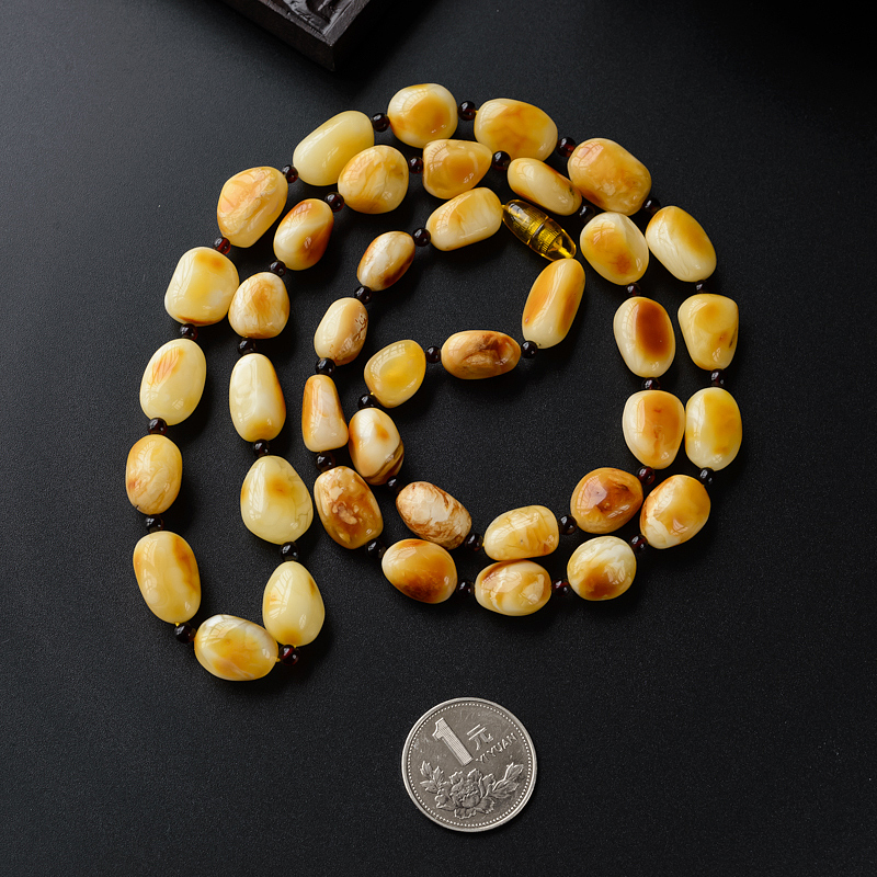 天然白花蜜蜜蜡项链-红掌柜