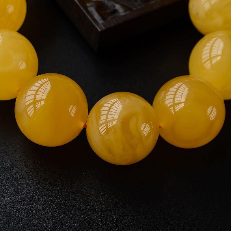 22mm天然满蜜蜜蜡单圈手串-红掌柜