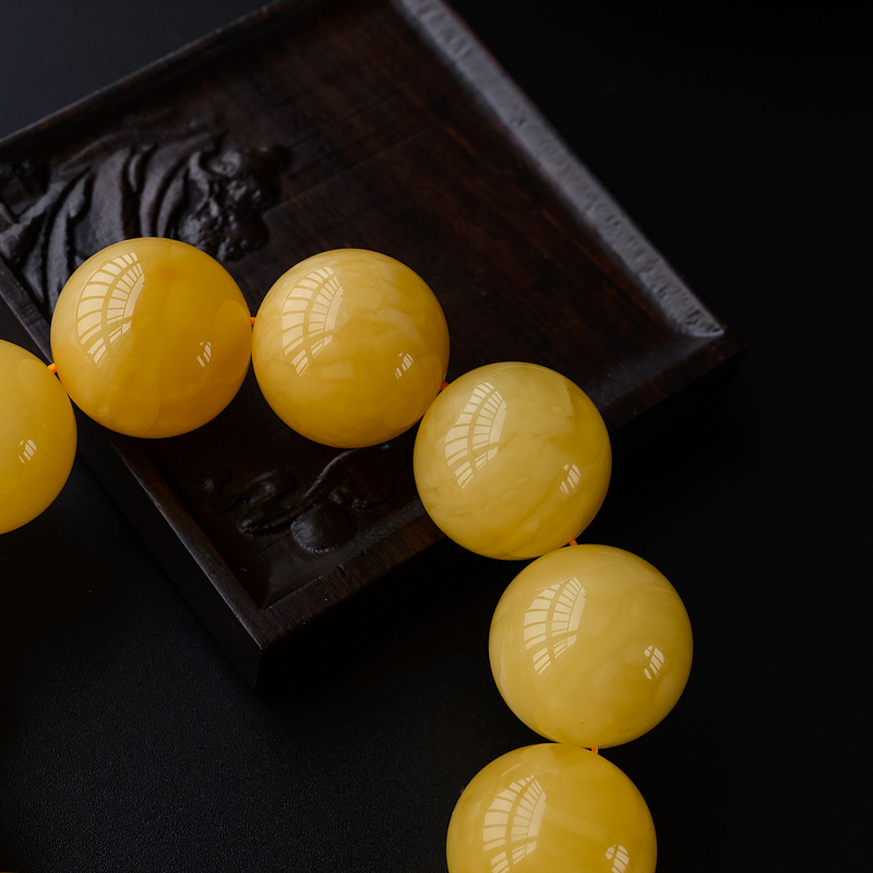 22mm天然满蜜蜜蜡单圈手串-红掌柜