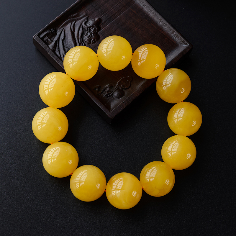 21.5mm天然满蜜鸡油黄蜜蜡单圈手串-红掌柜