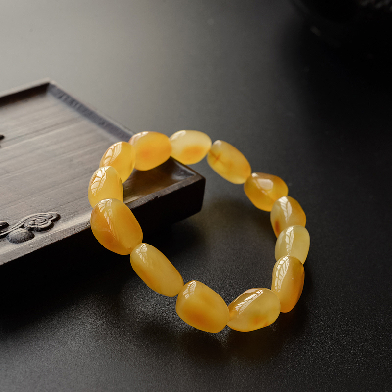 鸡油黄蜜蜡手串-红掌柜