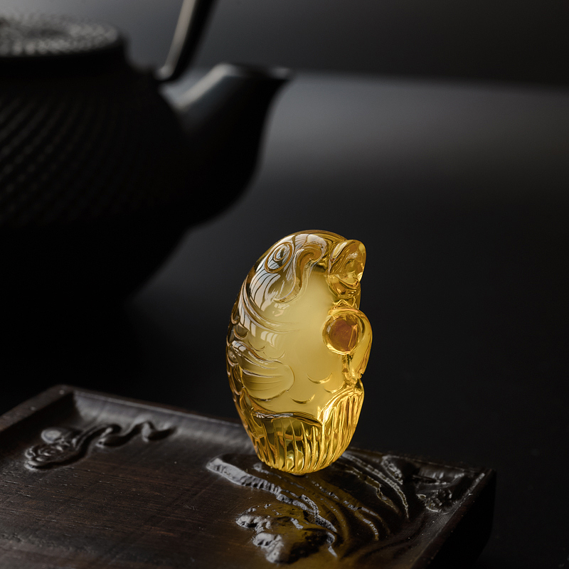 天然金包蜜蜜蜡鱼吊坠 - 红掌柜