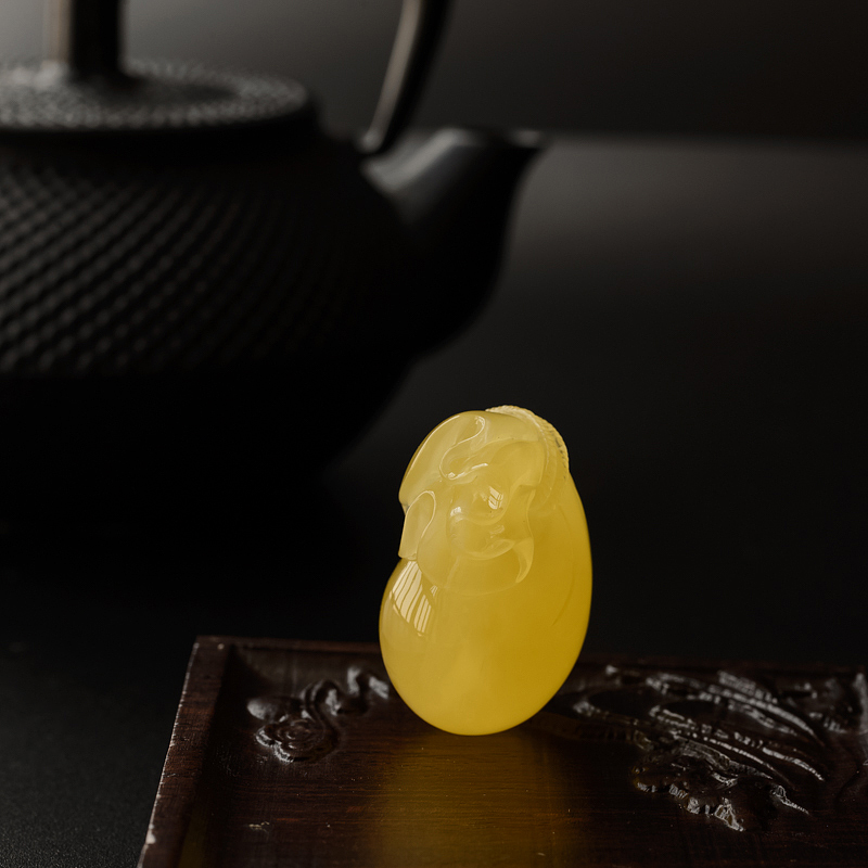 柠檬黄蜜蜡钱袋吊坠 - 红掌柜