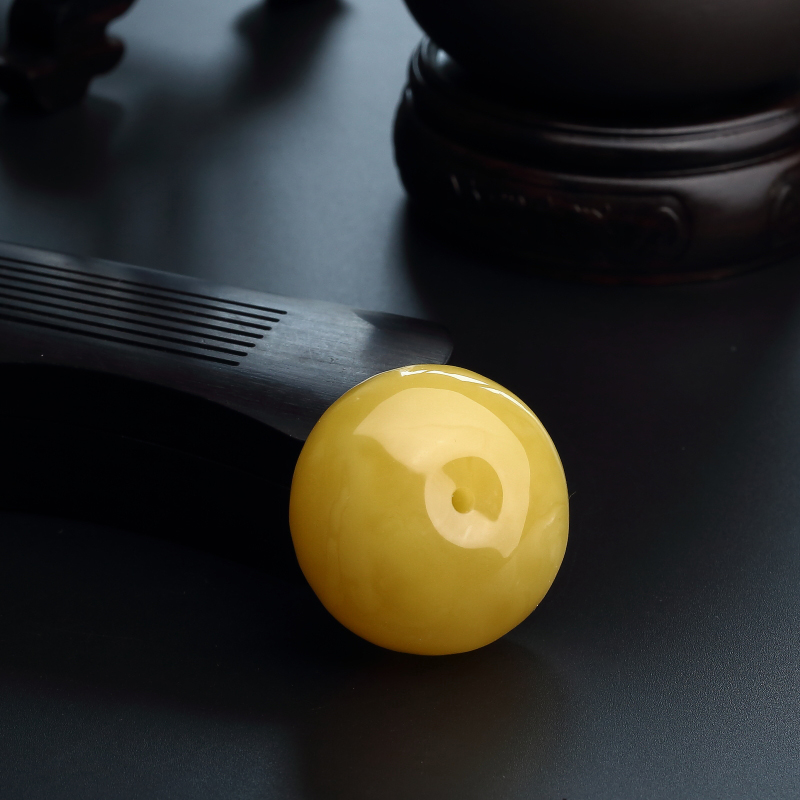 天然满蜜鸡油黄蜜蜡平安扣吊坠 - 红掌柜