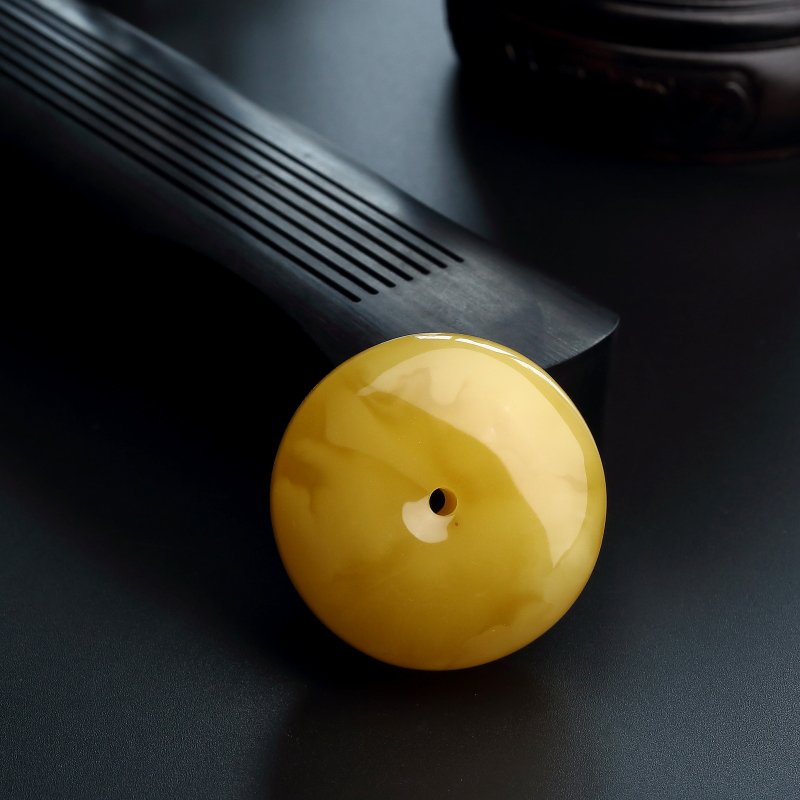 波罗的海天然满蜜鸡油黄蜜蜡平安扣吊坠 - 红掌柜