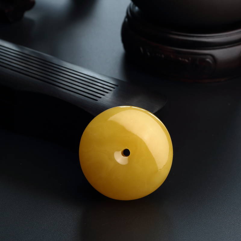 鸡油黄蜜蜡平安扣吊坠 - 红掌柜