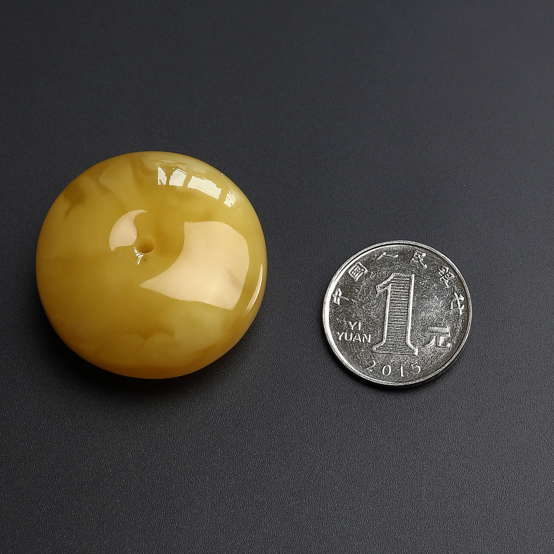 鸡油黄蜜蜡平安扣 - 红掌柜