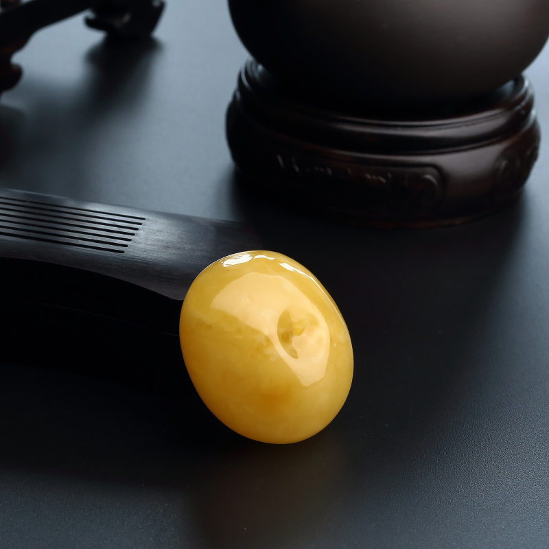 天然满蜜鸡油黄蜜蜡平安扣吊坠 - 红掌柜