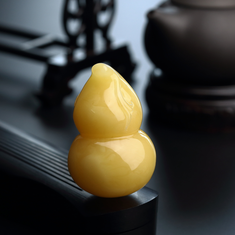 天然满蜜柠檬黄蜜蜡葫芦吊坠 - 红掌柜