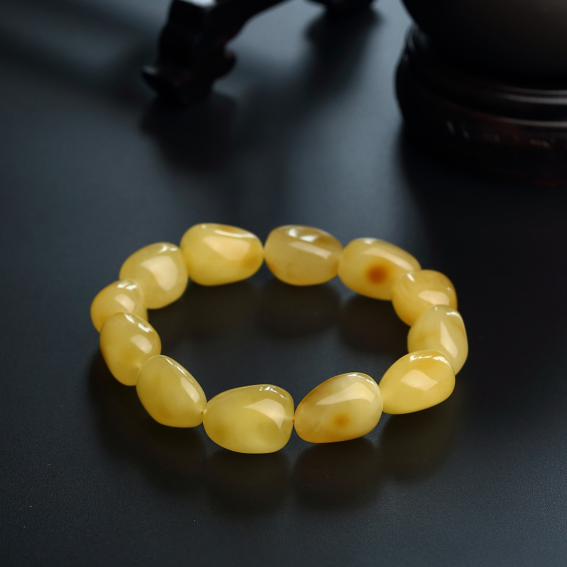 柠檬黄蜜蜡随形手串 - 红掌柜
